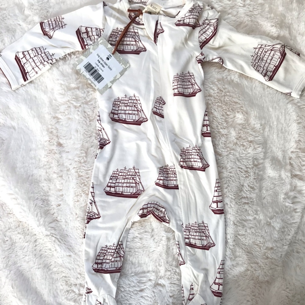 Kate Quinn Longsleeve zipper footie Big Ships 0-3